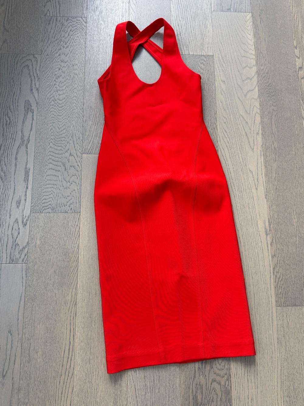 Alaia Red Cross-Back Bodycon Dress